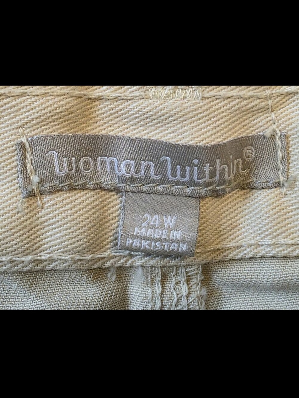 Woman Within Plus Size 24W 100% Cotton Button Front Natural Khaki Denim Skirt - Picture 4 of 7
